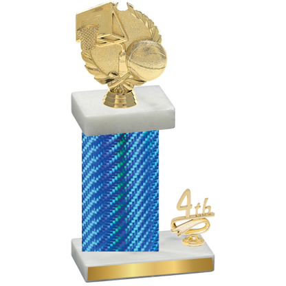 Accented Single Blue Carbon Fiber Fourth Place Basketball Trophy