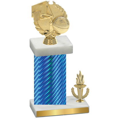 Accented Single Blue Carbon Fiber Victory Basketball Trophy