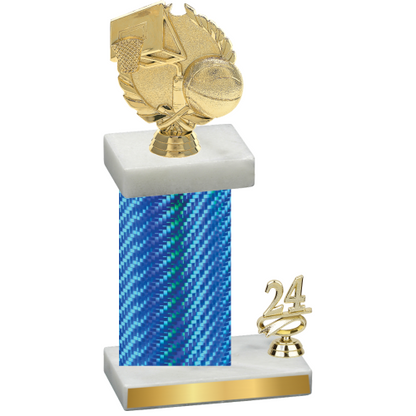 Accented Single Blue Carbon Fiber Year Basketball Trophy