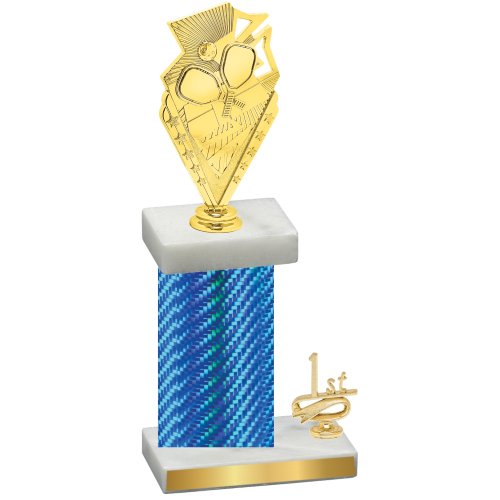 Accented Single Blue Carbon Fiber First Place Pickleball Trophy