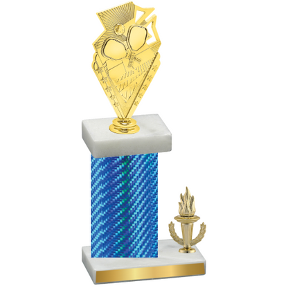Accented Single Blue Carbon Fiber Victory Pickleball Trophy
