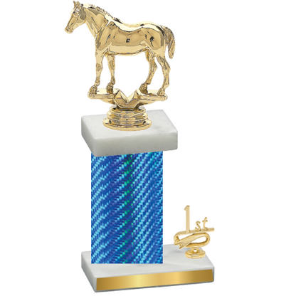 Accented Single Blue Carbon Fiber First Place Horses Trophy