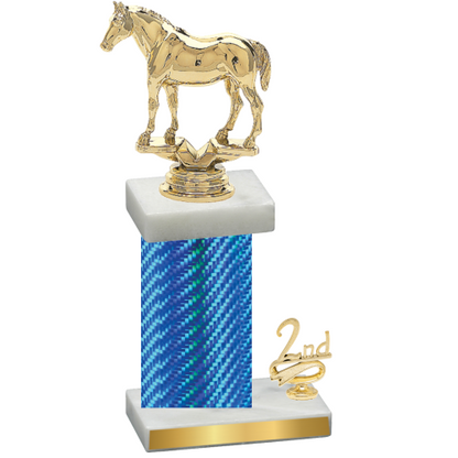 Accented Single Blue Carbon Fiber Second Place Horses Trophy