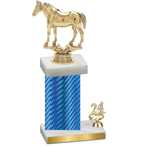 Accented Single Blue Carbon Fiber Year Horses Trophy