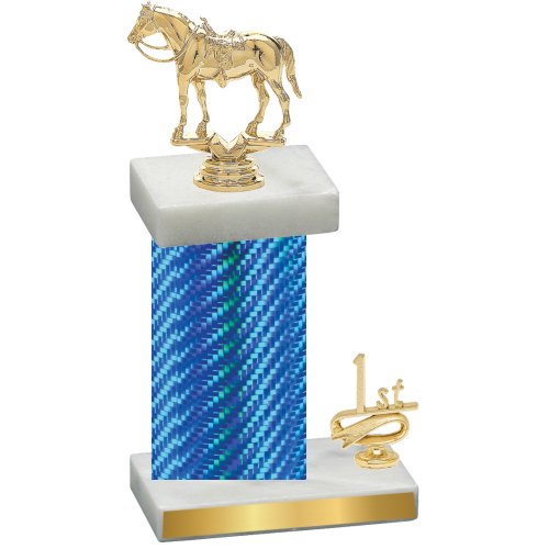 Accented Single Blue Carbon Fiber First Place Horses Trophy