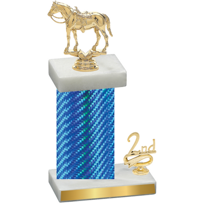 Accented Single Blue Carbon Fiber Second Place Horses Trophy