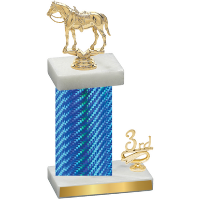 Accented Single Blue Carbon Fiber Third Place Horses Trophy