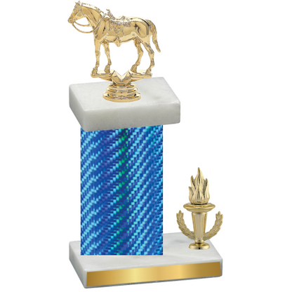 Accented Single Blue Carbon Fiber Victory Horses Trophy