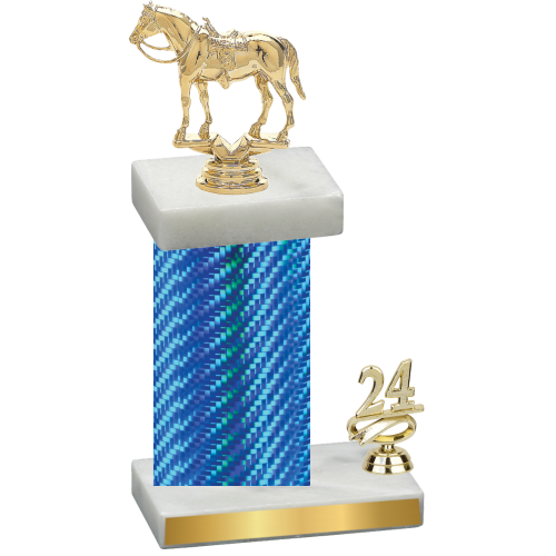 Accented Single Blue Carbon Fiber Year Horses Trophy