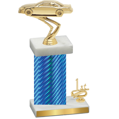 Accented Single Blue Carbon Fiber First Place Cars Trophy