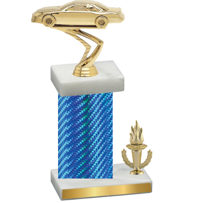 Accented Single Blue Carbon Fiber Victory Cars Trophy