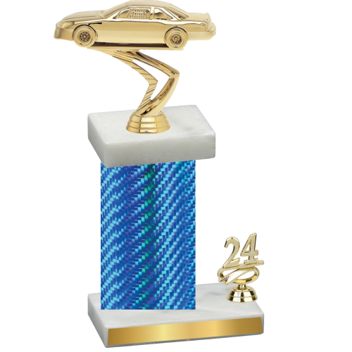 Accented Single Blue Carbon Fiber Year Cars Trophy