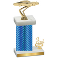 Accented Single Blue Carbon Fiber Third Place Cars Trophy