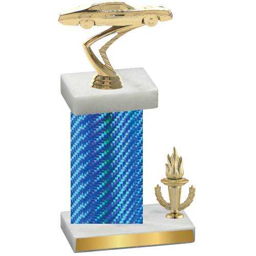 Accented Single Blue Carbon Fiber Victory Cars Trophy