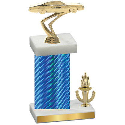 Accented Single Blue Carbon Fiber Victory Cars Trophy