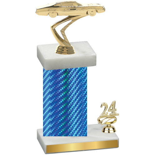 Accented Single Blue Carbon Fiber Year Cars Trophy