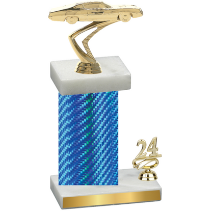 Accented Single Blue Carbon Fiber Year Cars Trophy