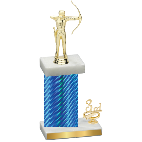 Accented Single Blue Carbon Fiber Third Place Archery Trophy