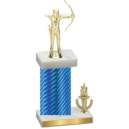 Accented Single Blue Carbon Fiber Victory Archery Trophy