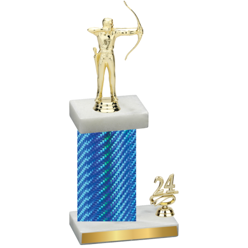 Accented Single Blue Carbon Fiber Year Archery Trophy