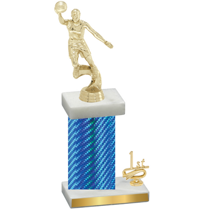 Accented Single Blue Carbon Fiber First Place Basketball Trophy