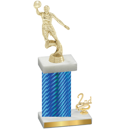 Accented Single Blue Carbon Fiber Second Place Basketball Trophy