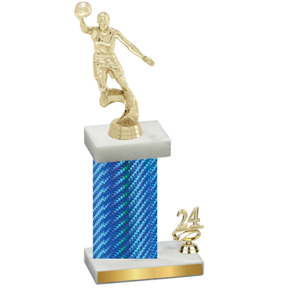 Accented Single Blue Carbon Fiber Year Basketball Trophy