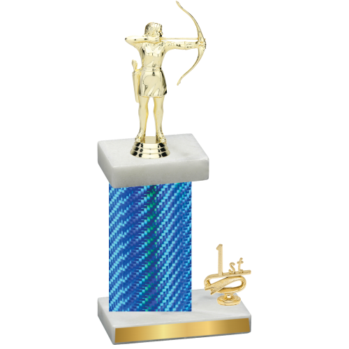 Accented Single Blue Carbon Fiber First Place Archery Trophy