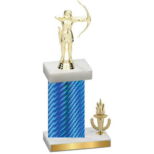 Accented Single Blue Carbon Fiber Victory Archery Trophy