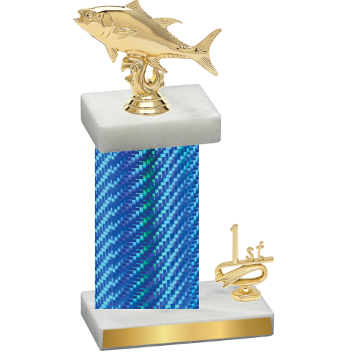 Accented Single Blue Carbon Fiber First Place Fishing Trophy