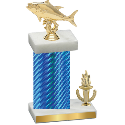 Accented Single Blue Carbon Fiber Victory Fishing Trophy