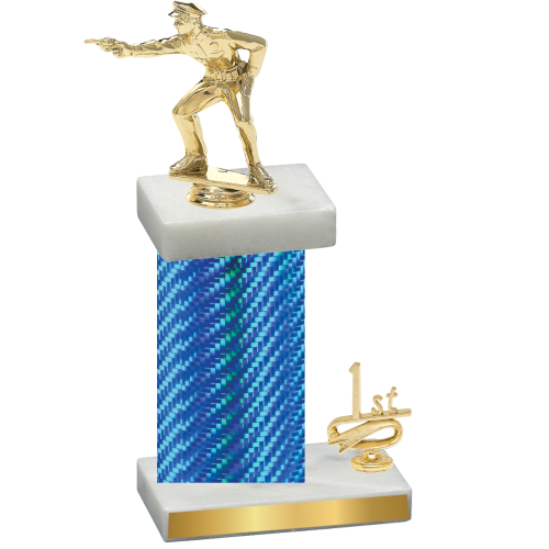 Accented Single Blue Carbon Fiber First Place Shooter Trophy