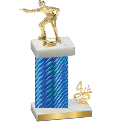 Accented Single Blue Carbon Fiber Fourth Place Shooter Trophy