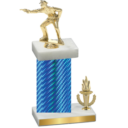 Accented Single Blue Carbon Fiber Victory Shooter Trophy