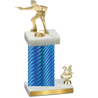 Accented Single Blue Carbon Fiber Year Shooter Trophy