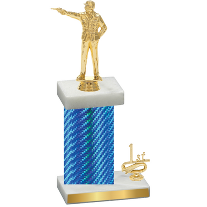 Accented Single Blue Carbon Fiber First Place Shooter Trophy