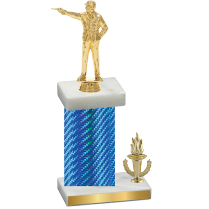 Accented Single Blue Carbon Fiber Victory Shooter Trophy