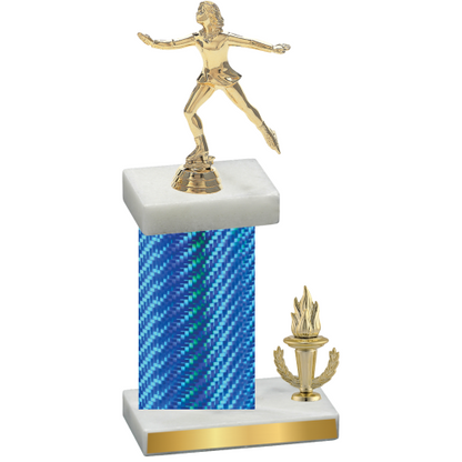 Accented Single Blue Carbon Fiber Victory Skater Trophy