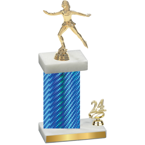 Accented Single Blue Carbon Fiber Year Skater Trophy