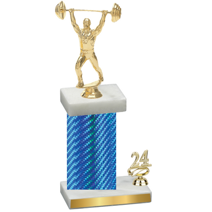 Accented Single Blue Carbon Fiber Year Weights Trophy