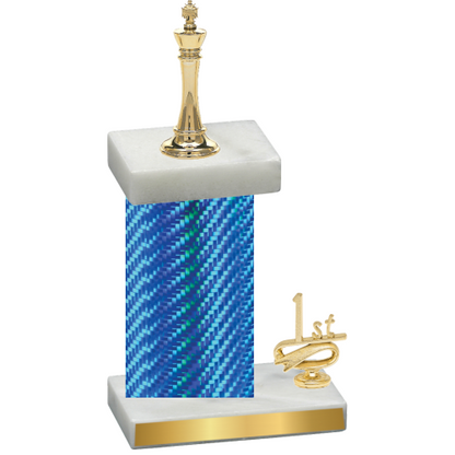 Accented Single Blue Carbon Fiber First Place Chess Trophy