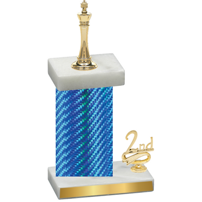 Accented Single Blue Carbon Fiber Second Place Chess Trophy