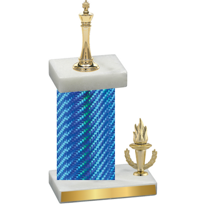 Accented Single Blue Carbon Fiber Victory Chess Trophy