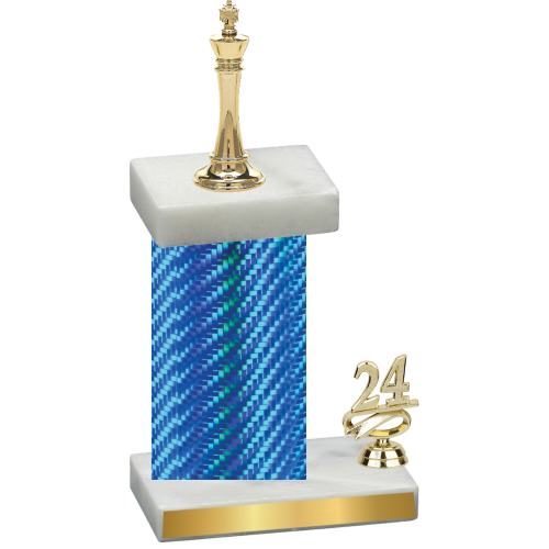 Accented Single Blue Carbon Fiber Year Chess Trophy