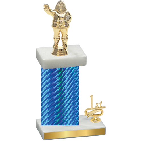 Accented Single Blue Carbon Fiber First Place Holiday Trophy