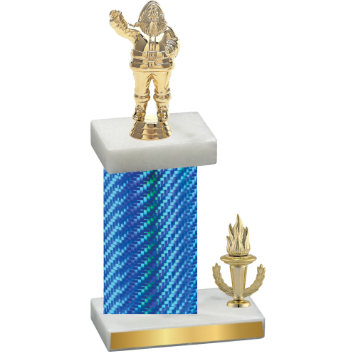 Accented Single Blue Carbon Fiber Victory Holiday Trophy