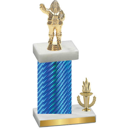 Accented Single Blue Carbon Fiber Victory Holiday Trophy