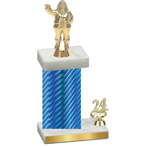 Accented Single Blue Carbon Fiber Year Holiday Trophy