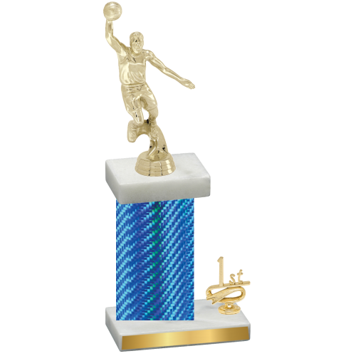 Accented Single Blue Carbon Fiber First Place Basketball Trophy