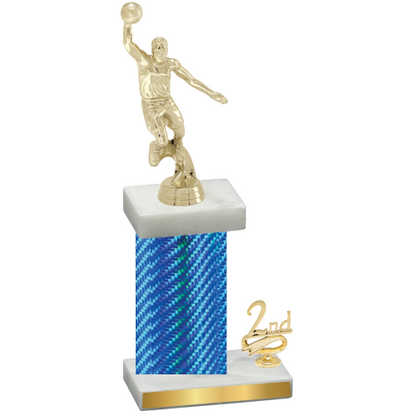 Accented Single Blue Carbon Fiber Second Place Basketball Trophy